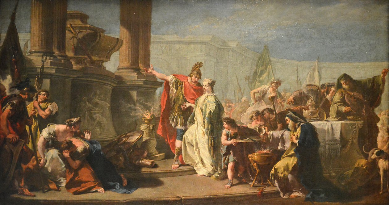 Polixeno na frente do túmulo de Aquiles de Giambattista Pittoni