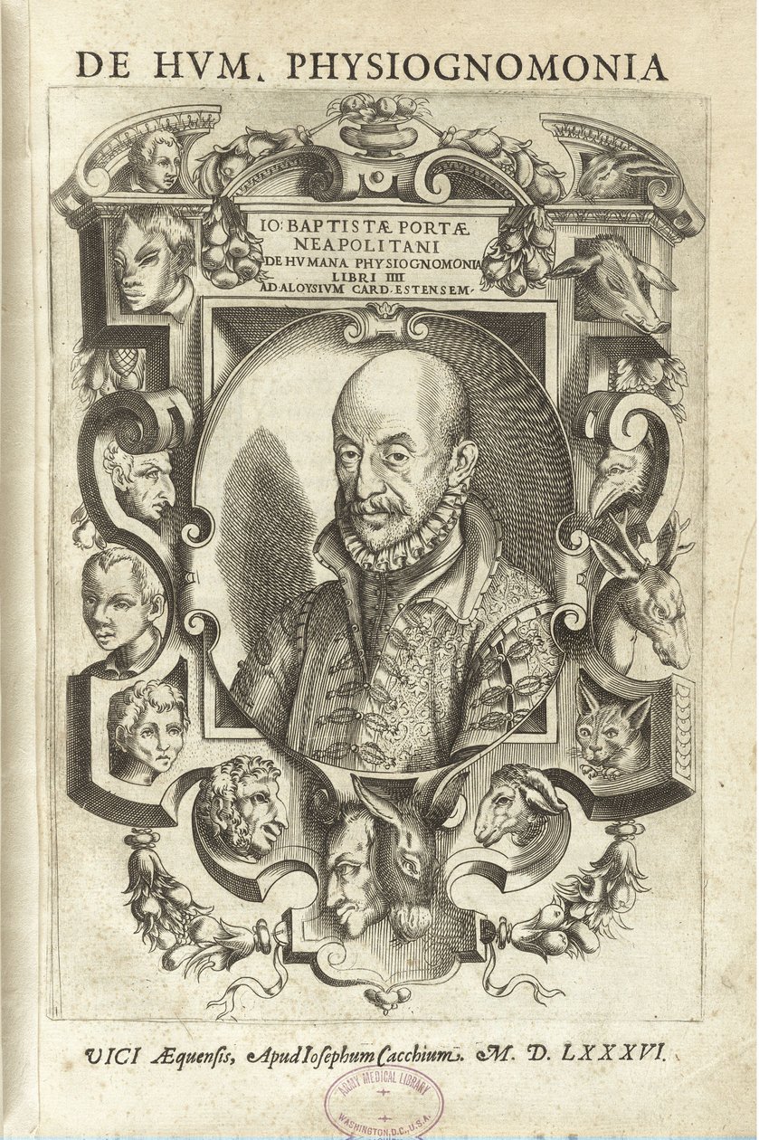 Cover “De humana physiognomica” (“Sobre fisionomia humana”) de Baptiste Port de Giambattista della Porta