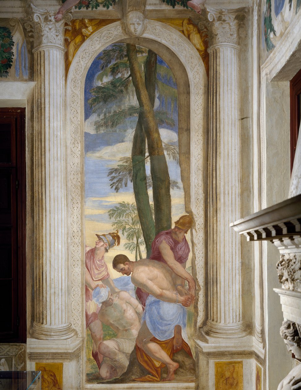 Misericórdia de Scipio, soldados romanos libertam prisioneiros de Giambattista Zelotti