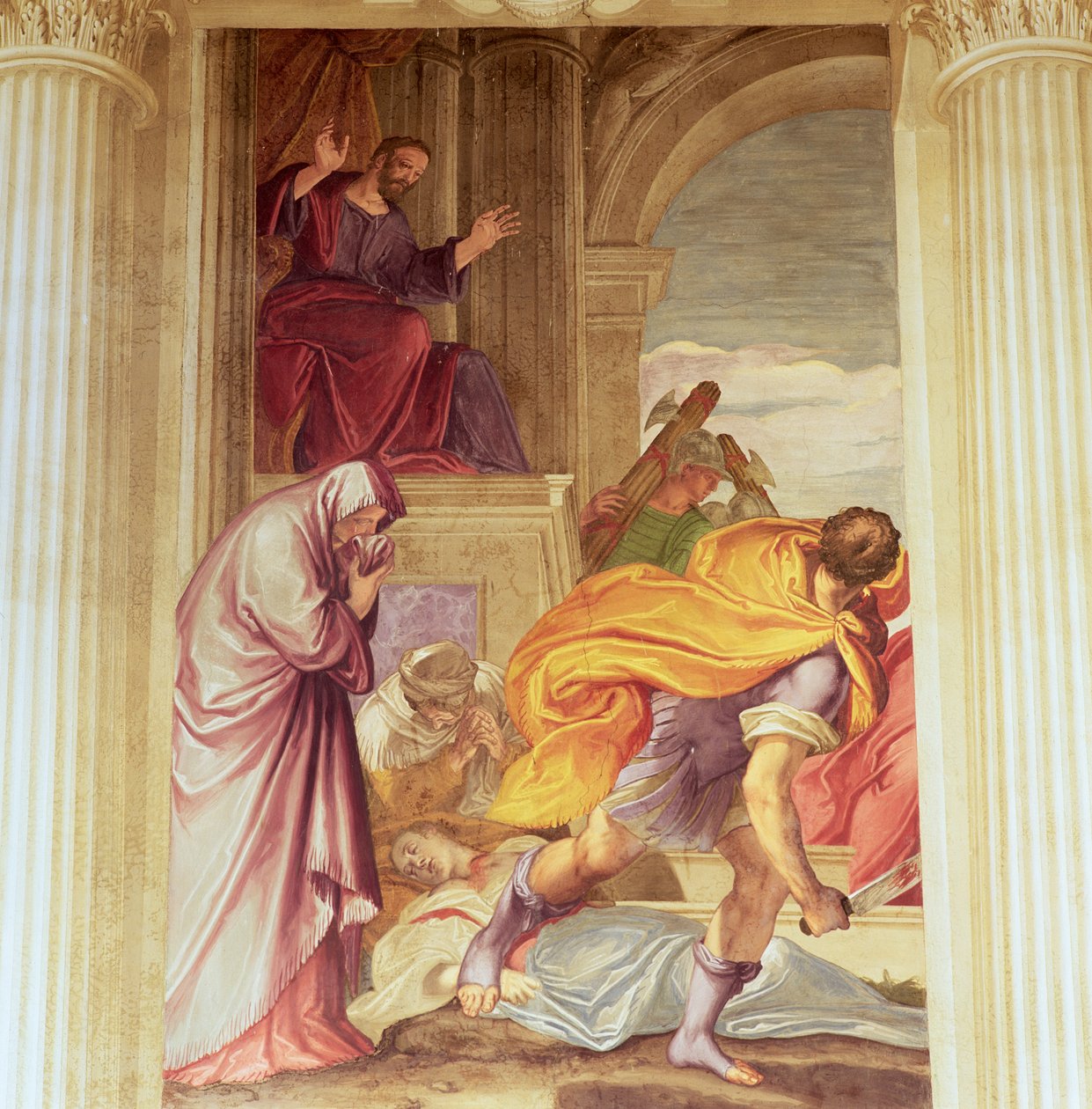 Assassinato da Virgem (fresco) de Giambattista (1526 78) Zelotti