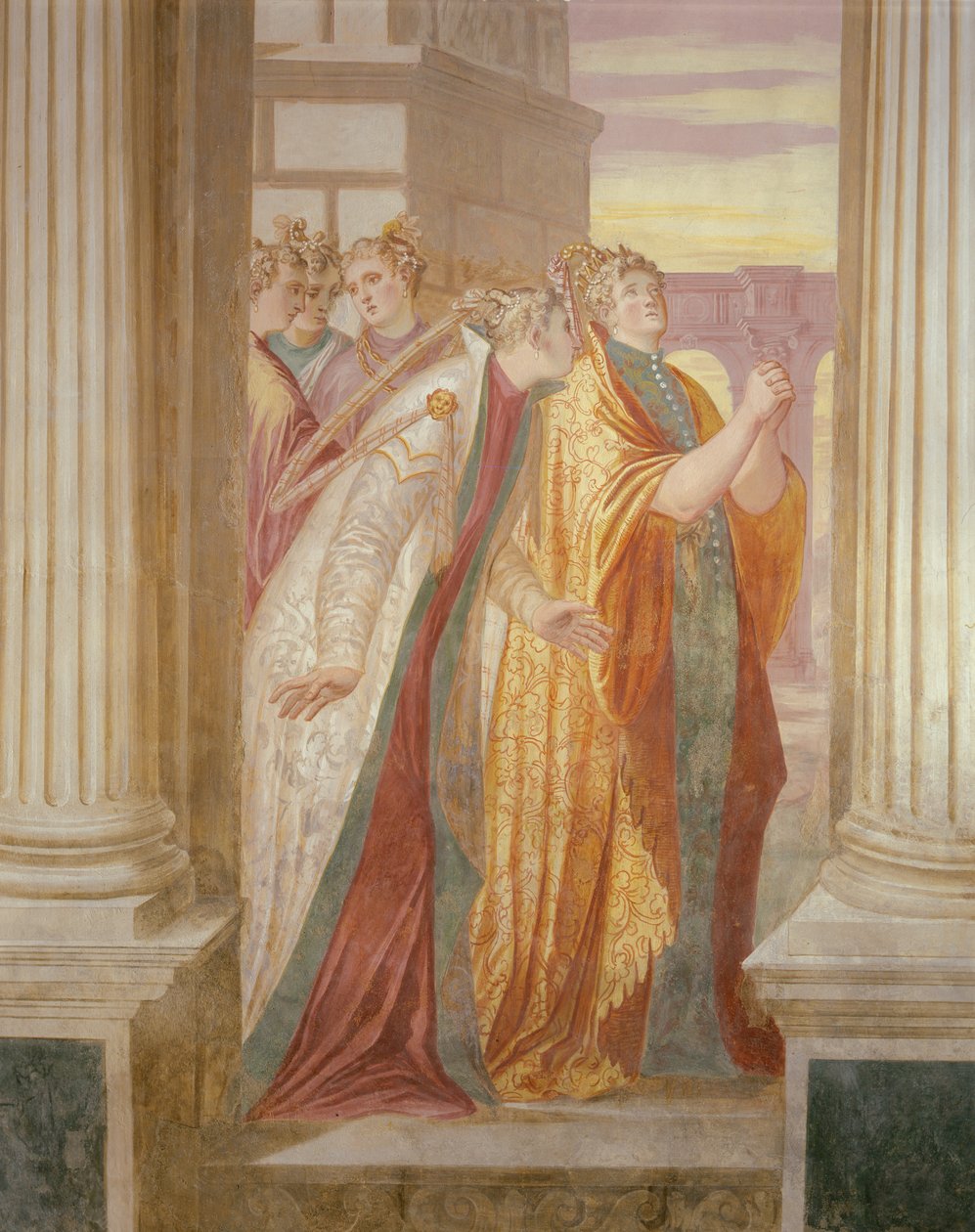 Parede esquerda representando Sophonisba chorando de Giambattista 1526 78 Zelotti
