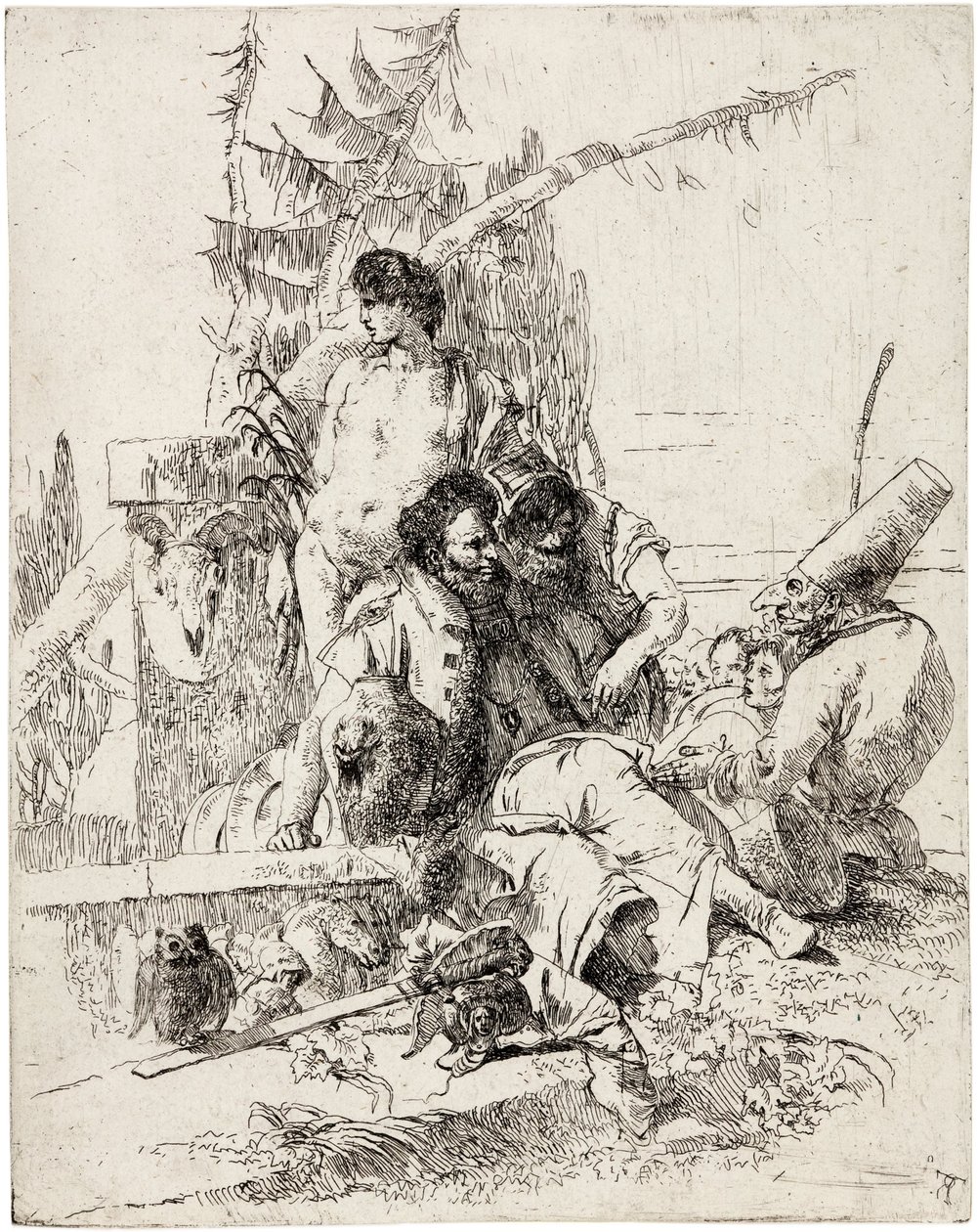 Punchinello dá conselhos da série &39;Scherzi di Fantasia&39; de Giambattista Tiepolo