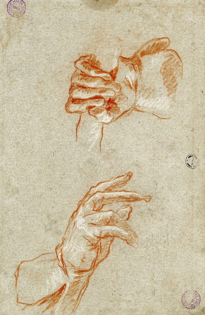 Estudo das mãos. de Giambattista Tiepolo