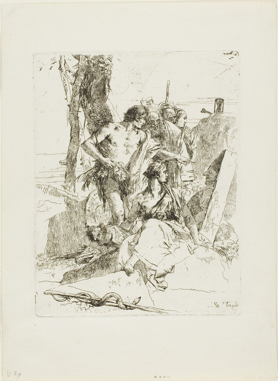 A descoberta do túmulo de Punchinello, de Scherzi de Giambattista Tiepolo