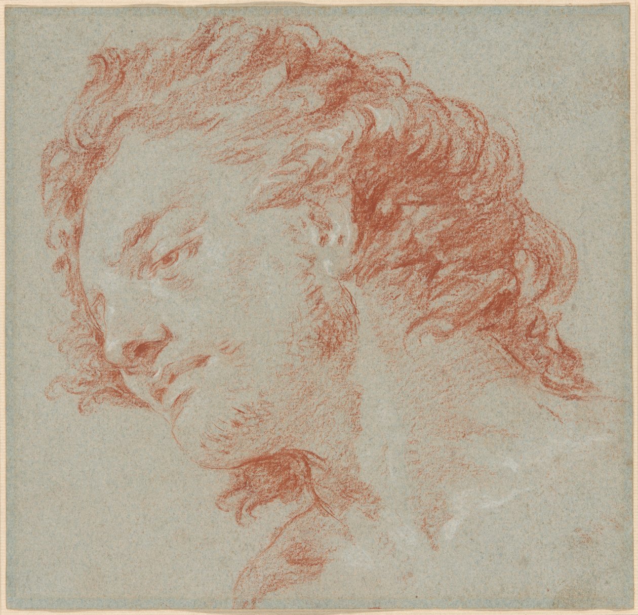 A Cabeça de um Jovem em Perfil à Esquerda (reto); Estudos de figuras alegóricas (verso) de Giambattista Tiepolo