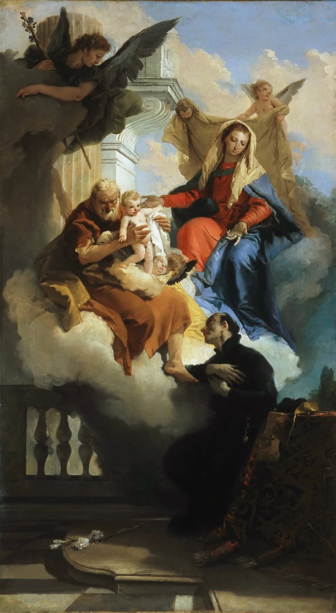 A Sagrada Família aparecendo em uma visão a São Caetano, ca 1735. de Giambattista Tiepolo