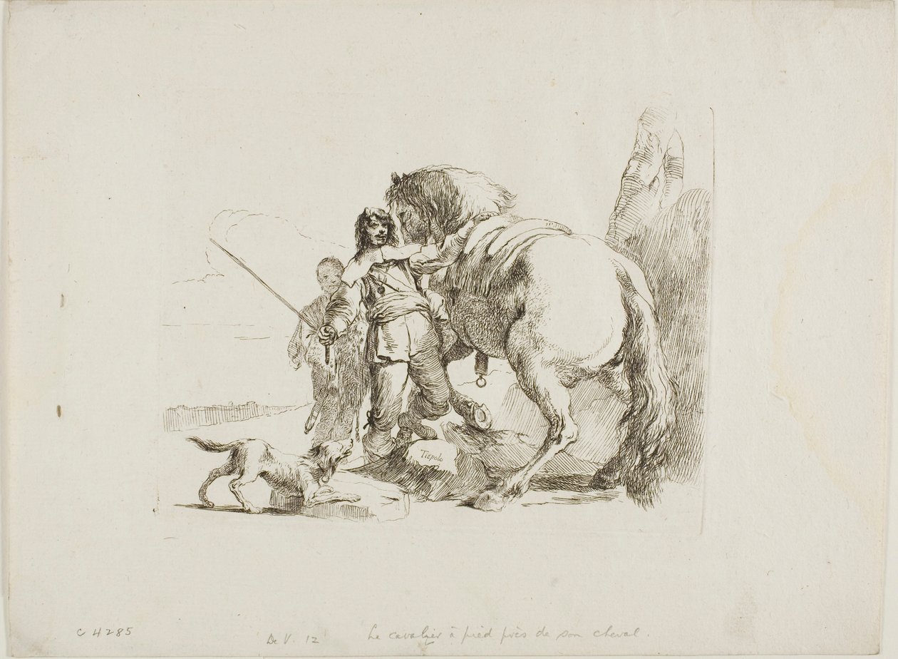 O cavaleiro ao lado de seu cavalo, de Capricci de Giambattista Tiepolo