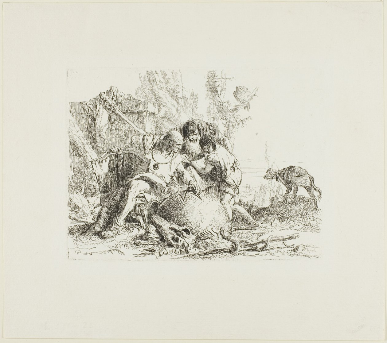 Dois mágicos e uma criança, de Scherzi de Giambattista Tiepolo
