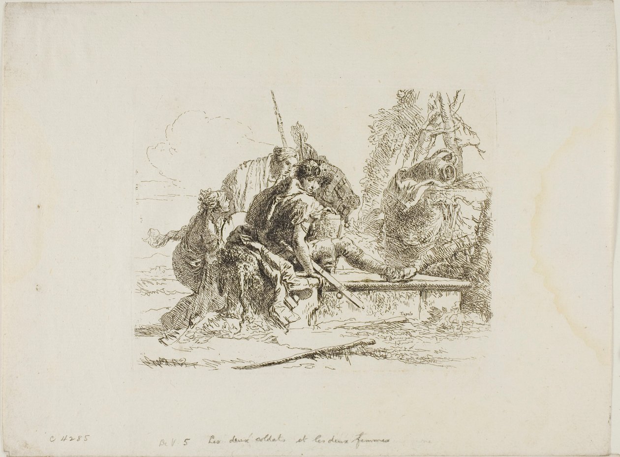 Dois soldados e duas mulheres, de Capricci de Giambattista Tiepolo