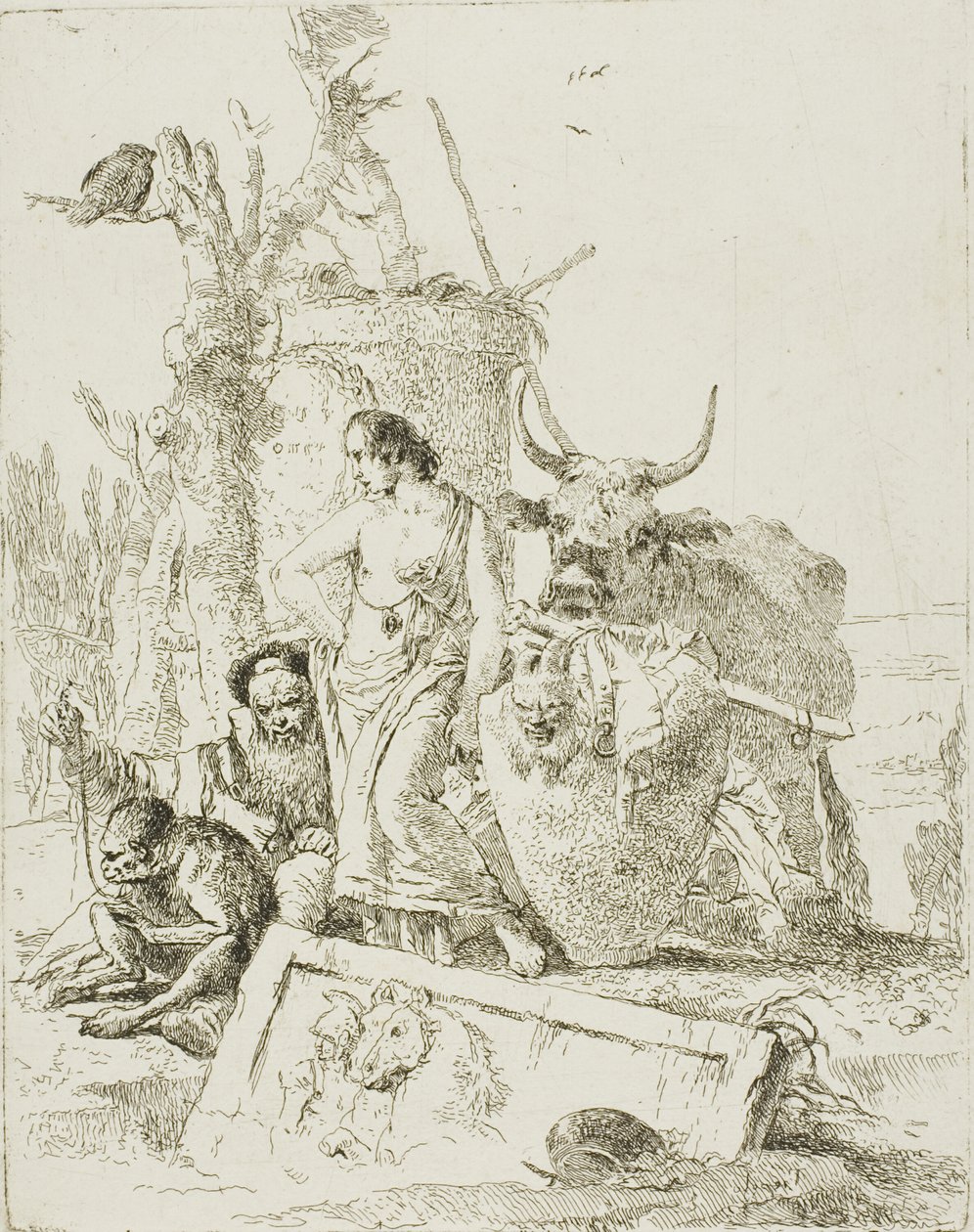 Jovens Pastores e Velho com Macaco, de Scherzi de Giambattista Tiepolo
