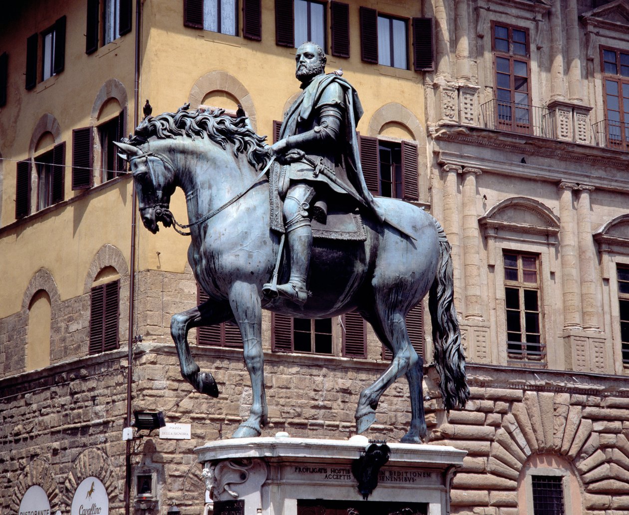 Estátua Equestre de Cosimo I, grão-duque da Toscana (1541-87) 1587-93 (bronze) (ver também 97649) de Giambologna