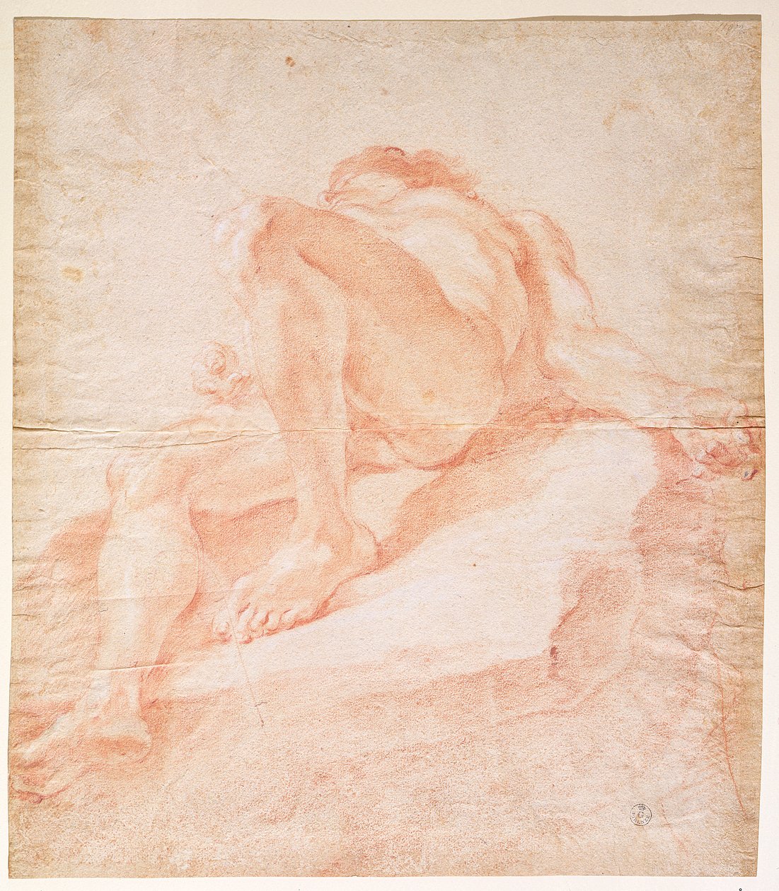 Esboço para a figura representando o Danúbio para &39;A Fonte dos Quatro Rios&39;, 1648-51 (giz vermelho sobre papel) de Gian Lorenzo Bernini