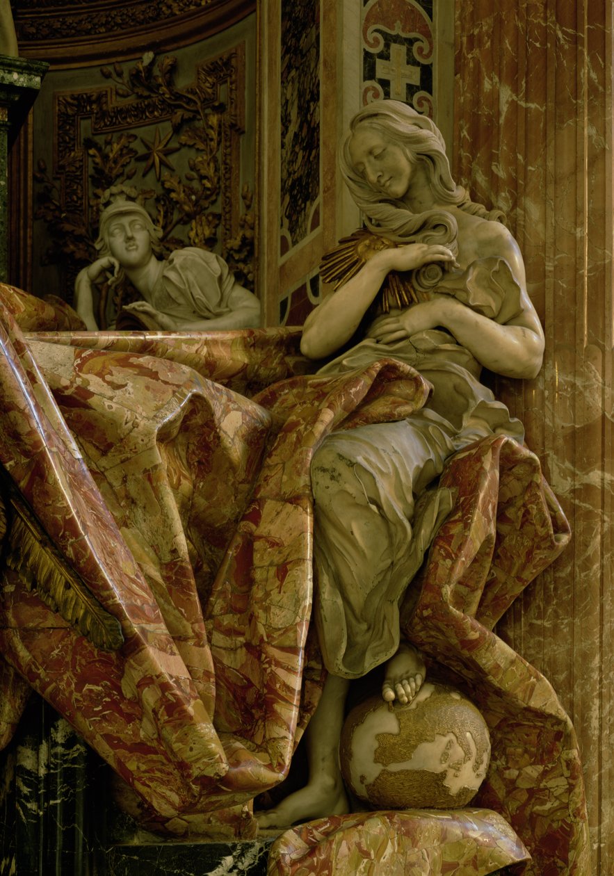 Verdade do monumento a Alexandre VII no transepto norte, 1672-78 (mármore e bronze dourado) de Gian Lorenzo Bernini