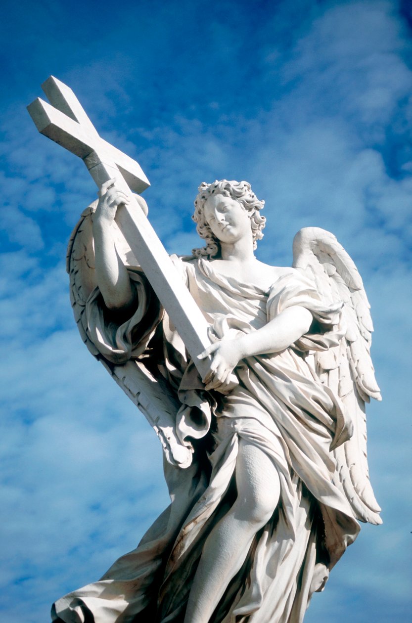 Anjo carregando uma cruz, da Ponte St Angelo, Roma, Itália, 1669 de Gian Lorenzo Bernini