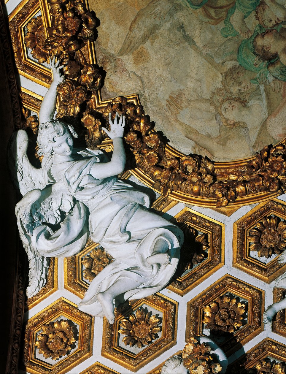 Detalhe da decoração em estilo barroco, Igreja de Santo André no Quirinal, arquiteto Gian Lorenzo Bernini (1598-1680), Roma, Itália de Gian Lorenzo Bernini