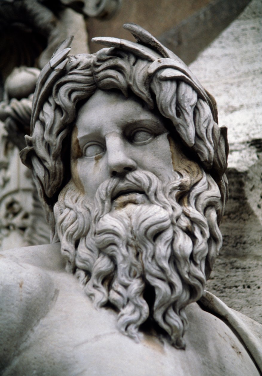 Personificação do rio Ganges, Fonte dos Quatro Rios (século XVI), projetado por Gian Lorenzo Bernini (Nápoles de Gian Lorenzo Bernini