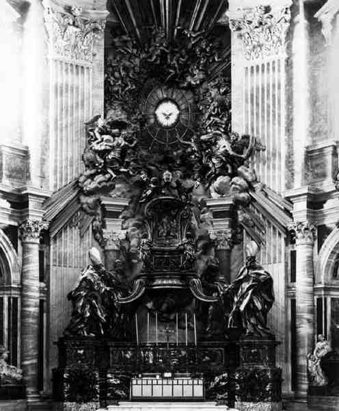 A Cattedra, ou Trono do Bispo (foto a p/b) de Gian Lorenzo Bernini