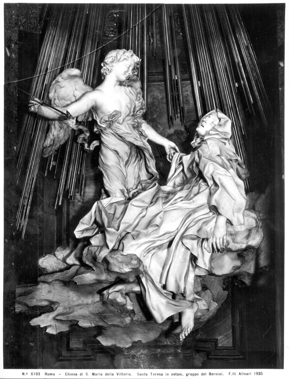 O êxtase de Santa Teresa (mármore) (foto a p/b) de Gian Lorenzo Bernini