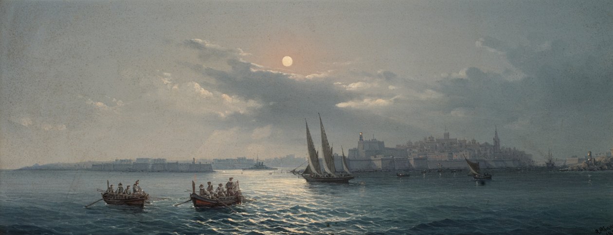 Vista do Grande Porto, Valletta, 1885 de Giancinto Gianni