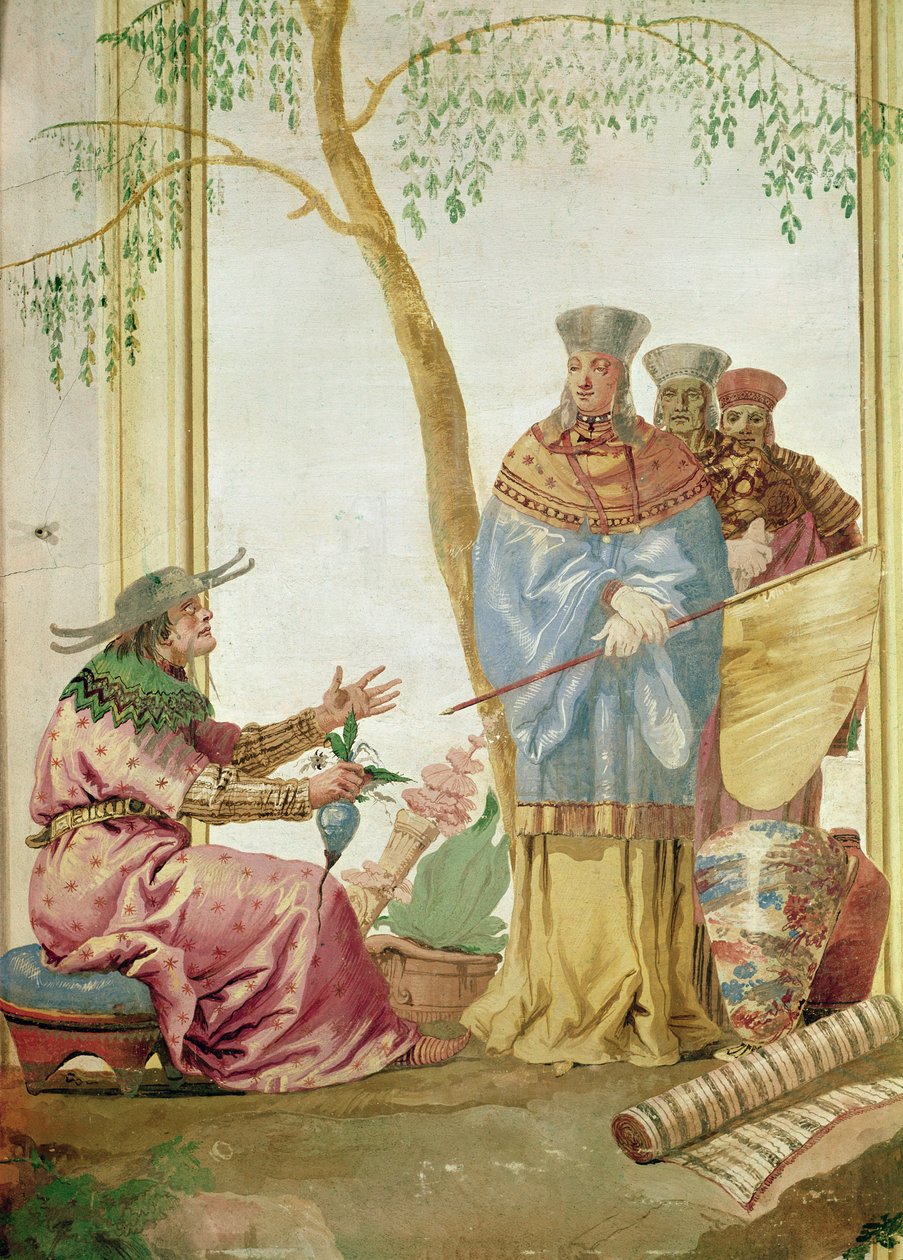 Um príncipe chinês antes de um adivinho de Giovanni Domenico Tiepolo