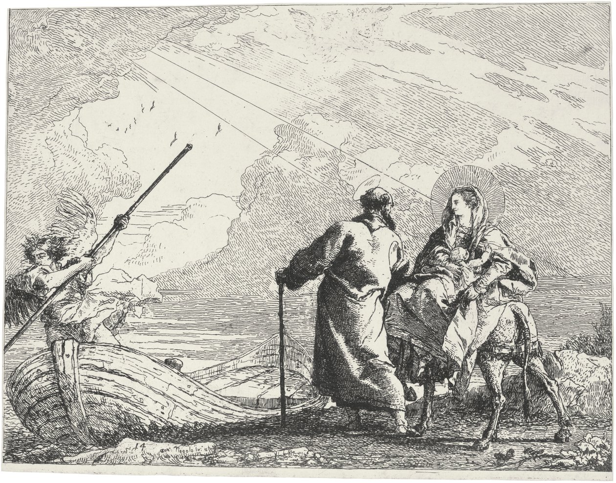 Ideias pitorescas no voo para o Egito de Giovanni Domenico Tiepolo