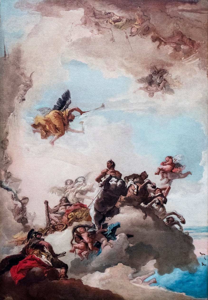 A Apoteose de Hércules, entre 1760-1762 (óleo sobre tela) de Giandomenico (1727-1804) Tiepolo