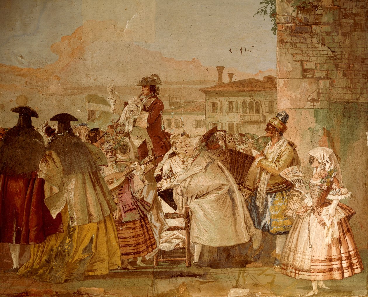 O Charlatão, de Giandomenico Tiepolo (1727-1804), fresco, Sala de cenas de carnaval, na Foresteria (Guesthouse) em Villa Valmarana 