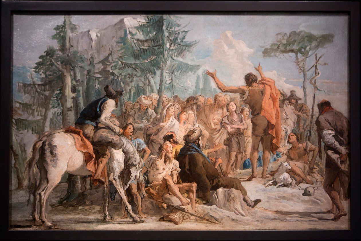 São João Batista prega à multidão de Giovanni Domenico Tiepolo