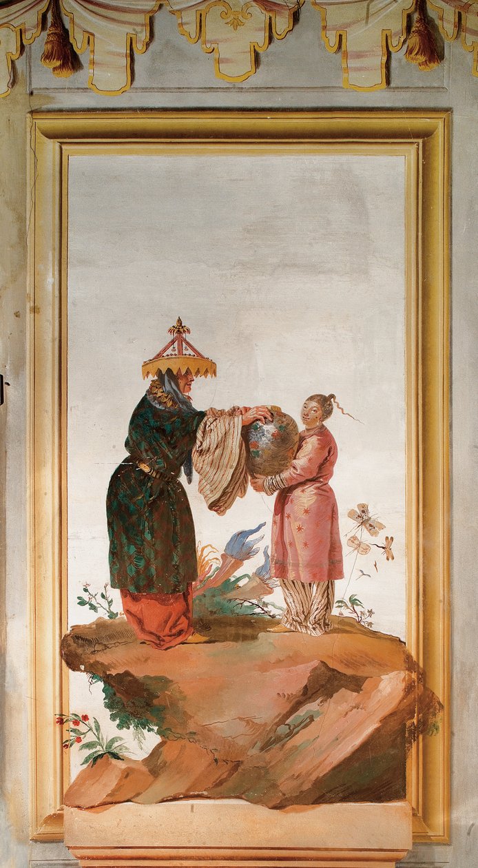 Duas figuras com um vaso, da sala chinesa na Foresteria de Giovanni Domenico Tiepolo