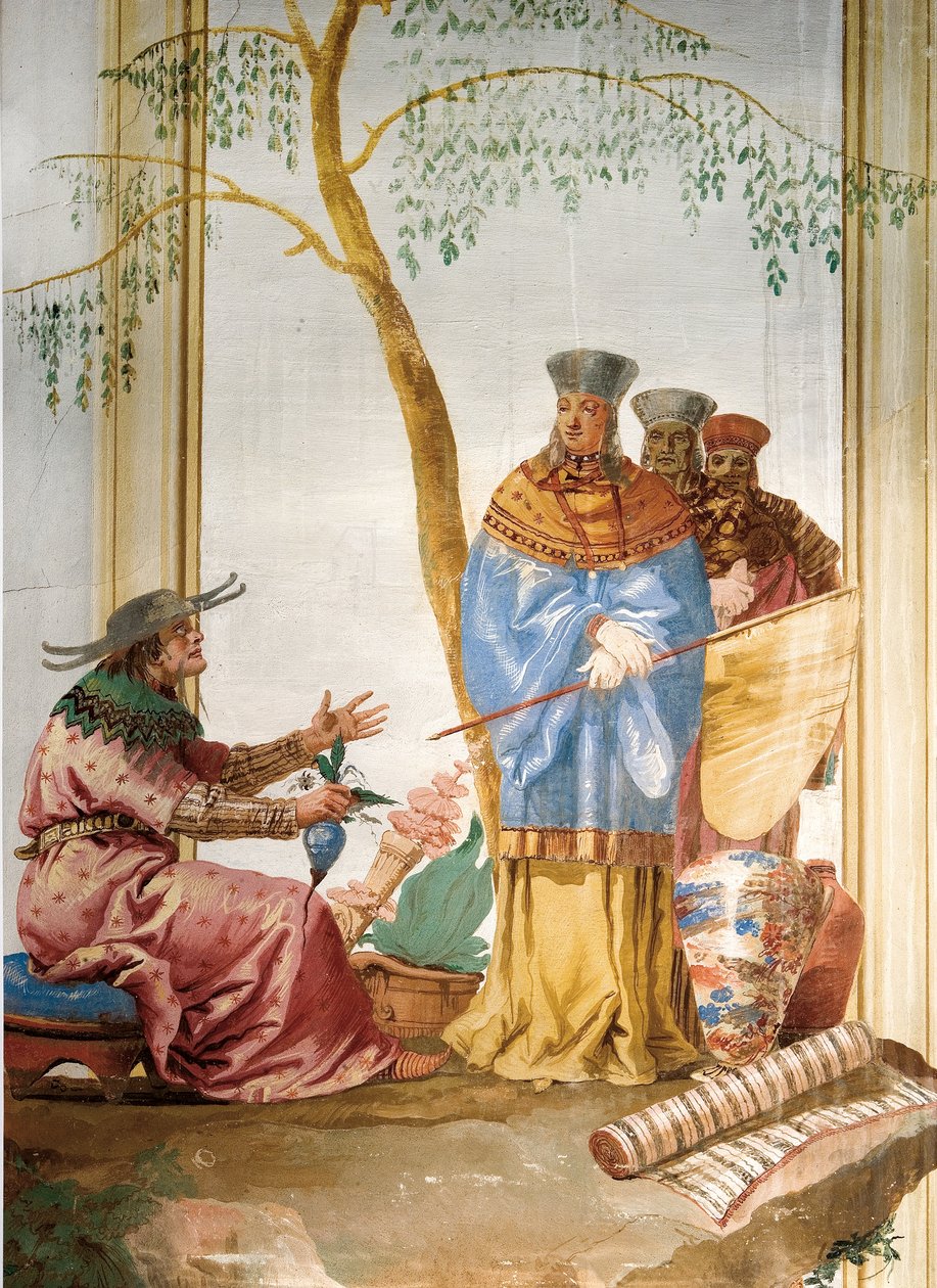 Detalhe do afresco na Sala Chinesa, na Foresteria, 1757 de Giovanni Domenico Tiepolo