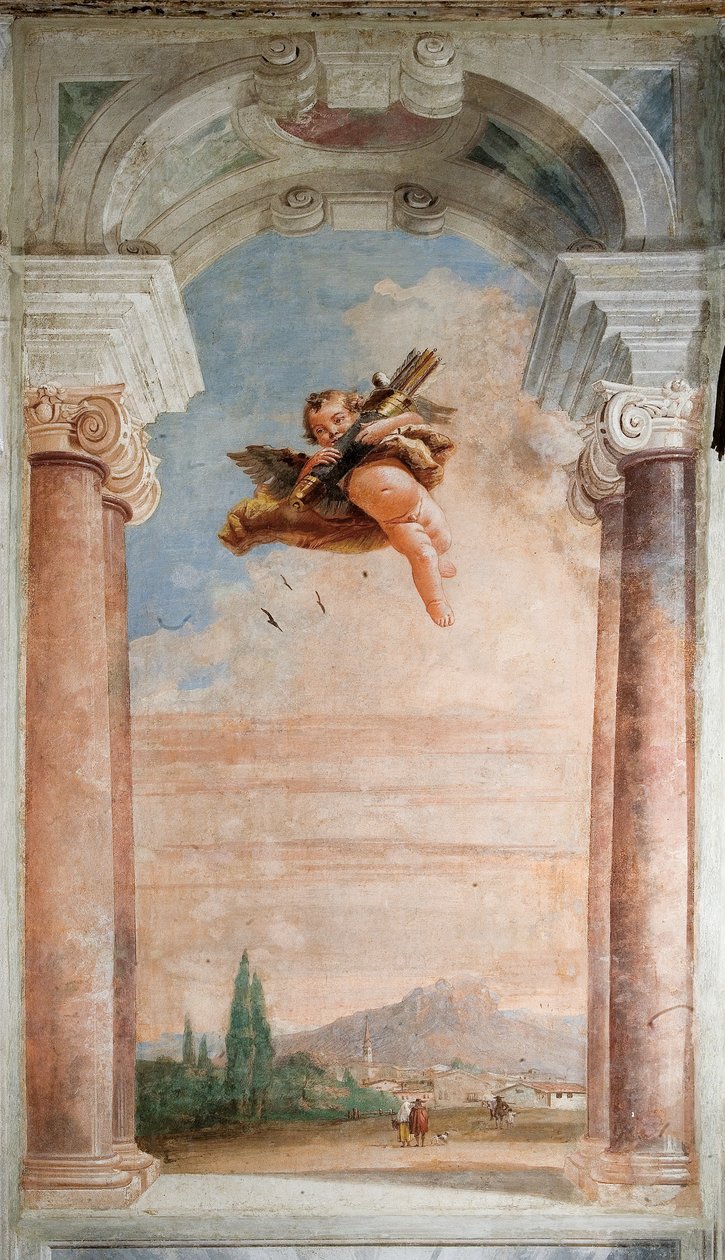 Paisagem com Cupido, da Sala da Ilíada na Palazzina, 1757 de Giovanni Domenico Tiepolo