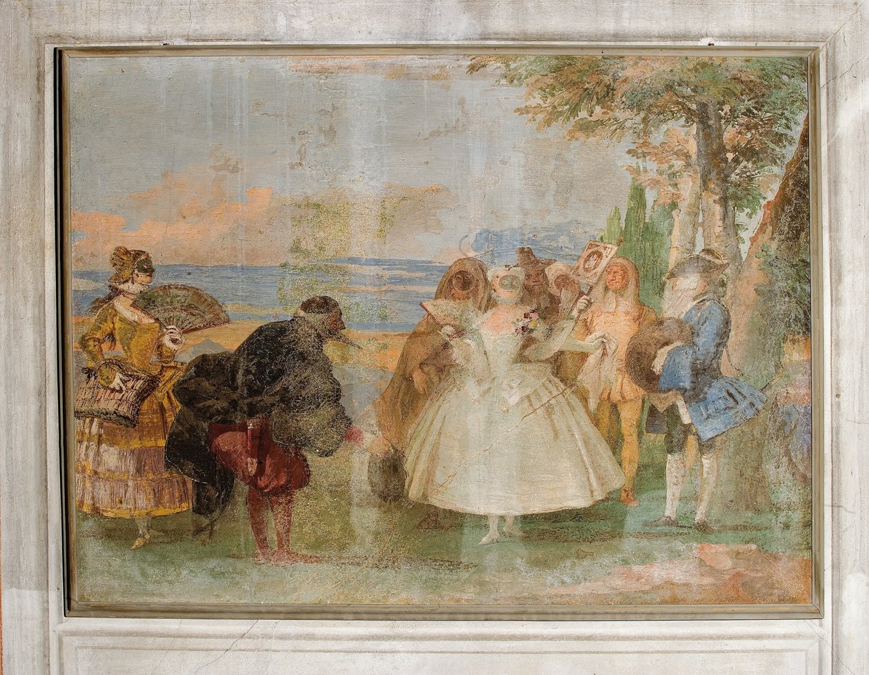 Minueto com Pantaleão e Colombina, da Sala das Cenas de Carnaval na Foresteria, 1757 de Giovanni Domenico Tiepolo
