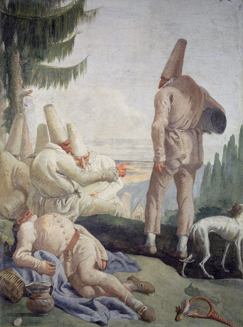 Pulcinella no feriado de Giovanni Domenico Tiepolo