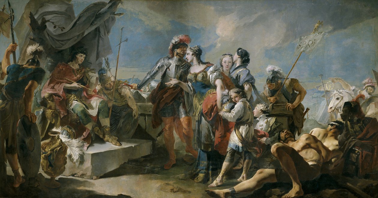 Rainha Zenobia diante do Imperador Aureliano, 1717 de Giovanni Domenico Tiepolo