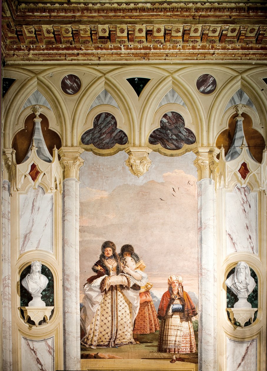 O Passeio do Inverno, da Sala do Pavilhão Gótico, na Foresteria, 1757 de Giovanni Domenico Tiepolo