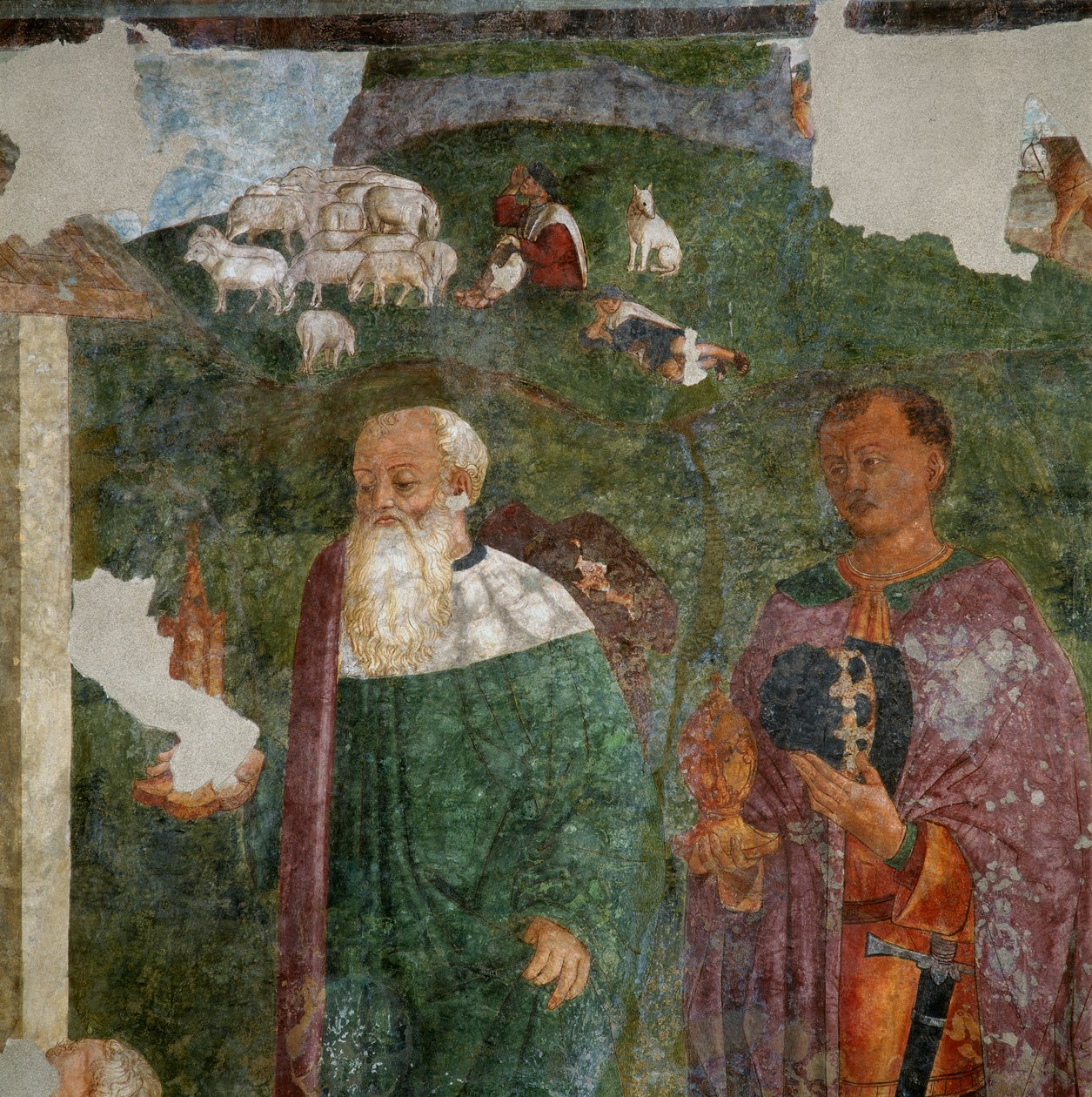 Dois reis, detalhe da Adoração dos Magos de Gianfrancesco da Tolmezzo