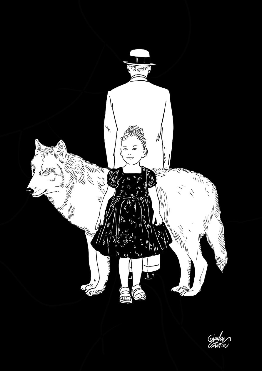 A rapariga e o lobo, 2023 (digital) de Gianluca Costantini