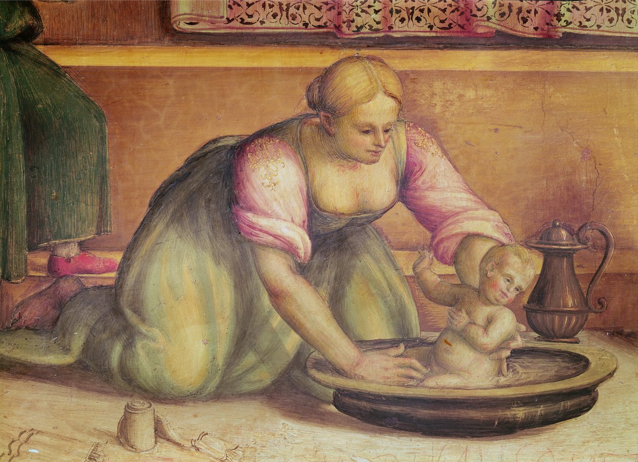 Detalhe do nascimento de São João Batista, 1519 de Giannicola di Paolo