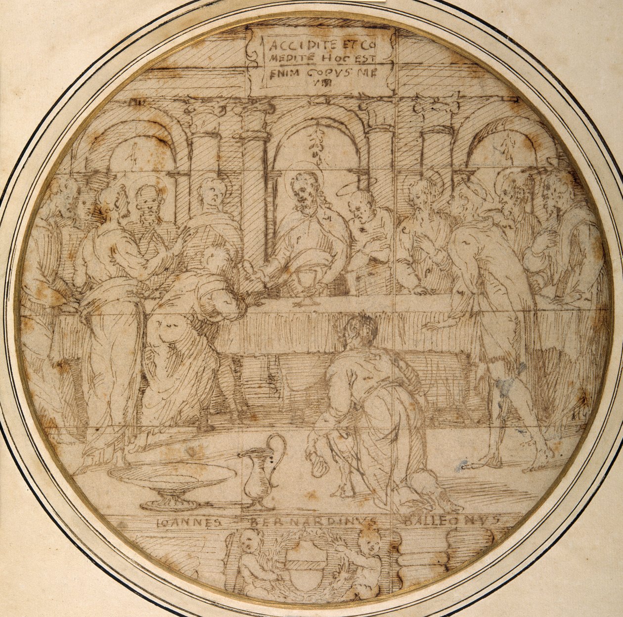 A Eucaristia (caneta e tinta castanha sobre papel) de Giannicola di Paolo