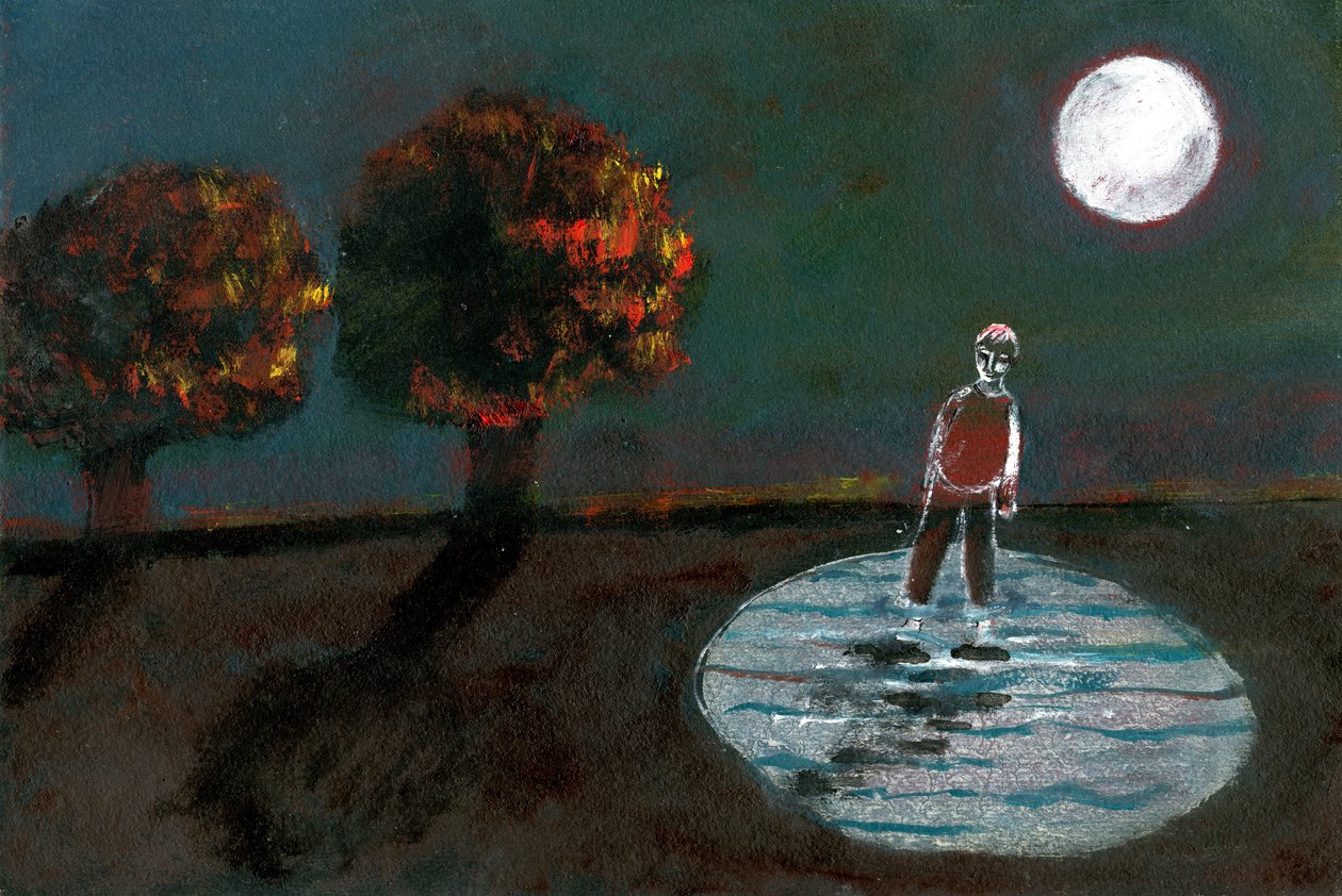 Outono tornando-se inverno, estudo para uma noite Stroll, 2004, (óleo sobre papel) de Gigi Sudbury