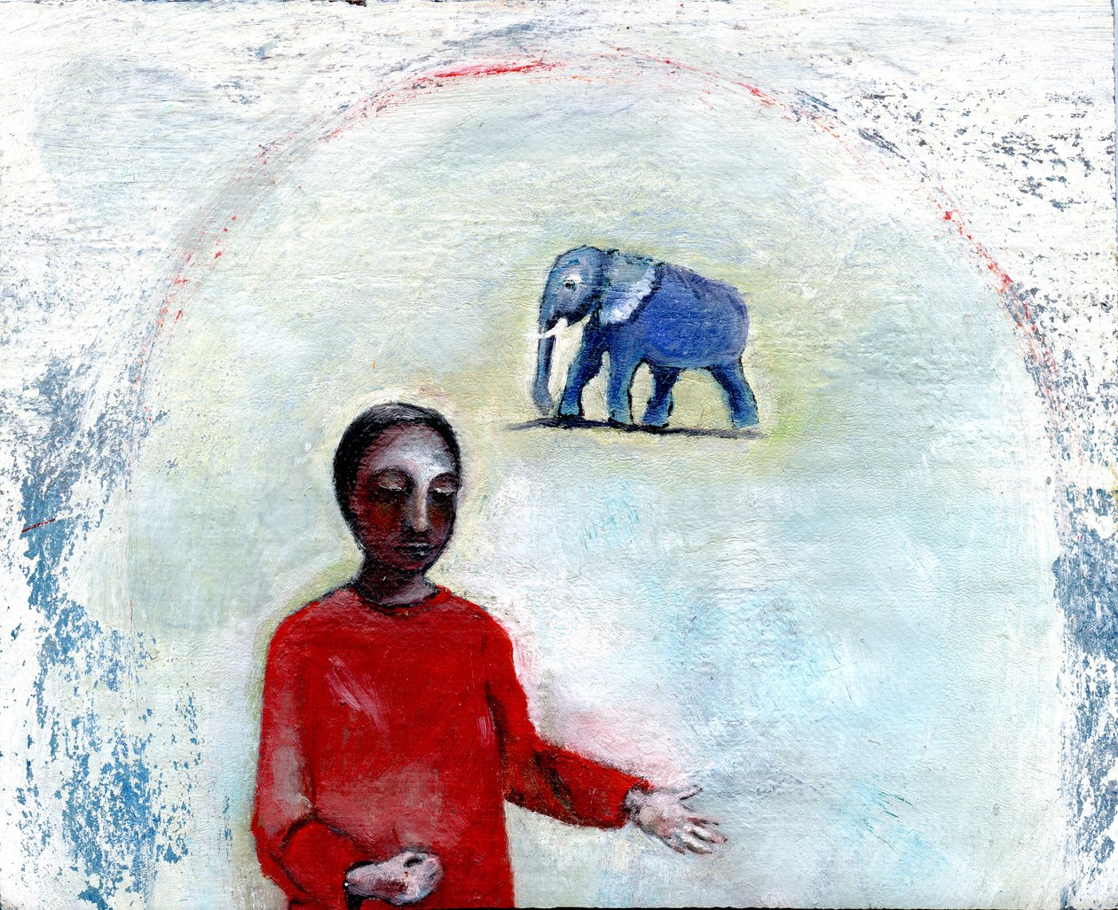 Dia do Elefante Azul, 2004, (óleo sobre linho) de Gigi Sudbury