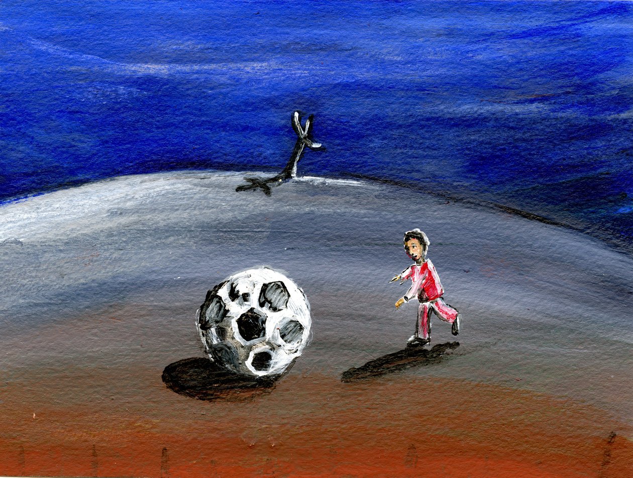 Eu encontrei um grande grande futebol, 2005, (óleo sobre papel) de Gigi Sudbury
