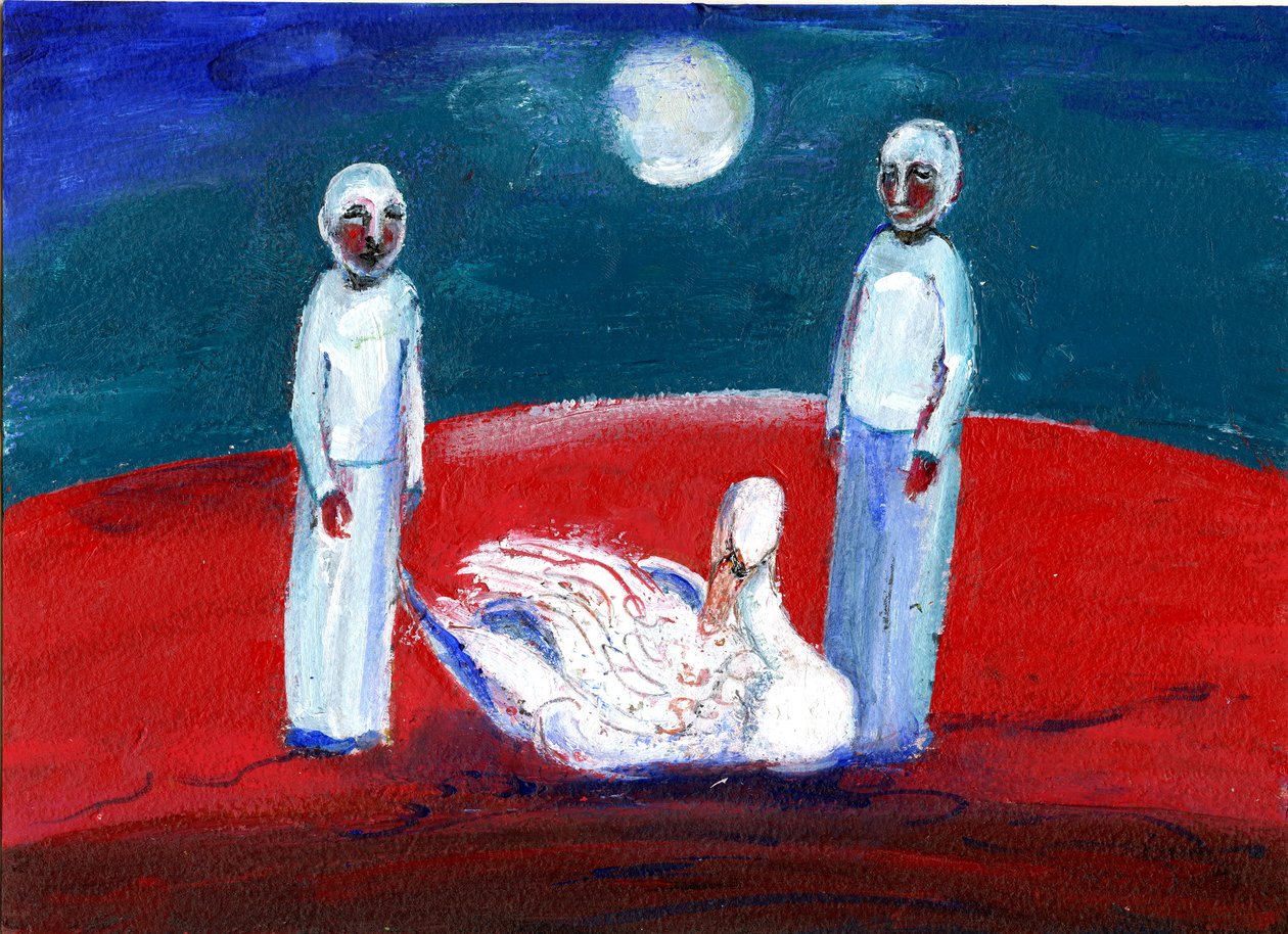 Swan, 2013, (óleo sobre papel) de Gigi Sudbury