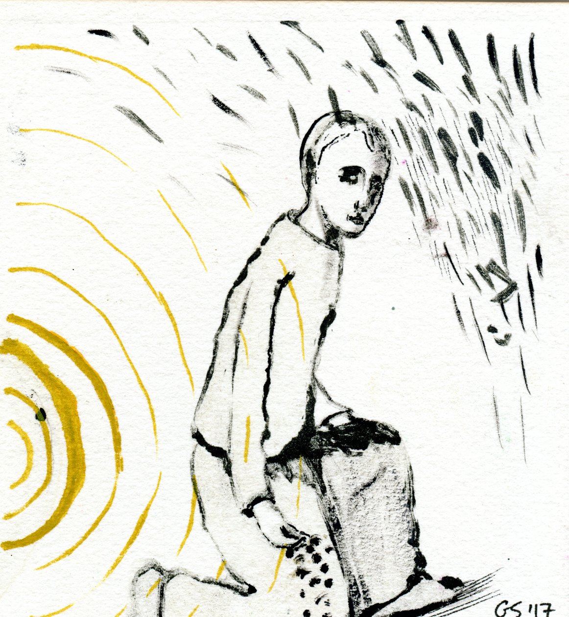 Entre o Sol e a Chuva, 2017 (óleo sobre papel) de Gigi Sudbury