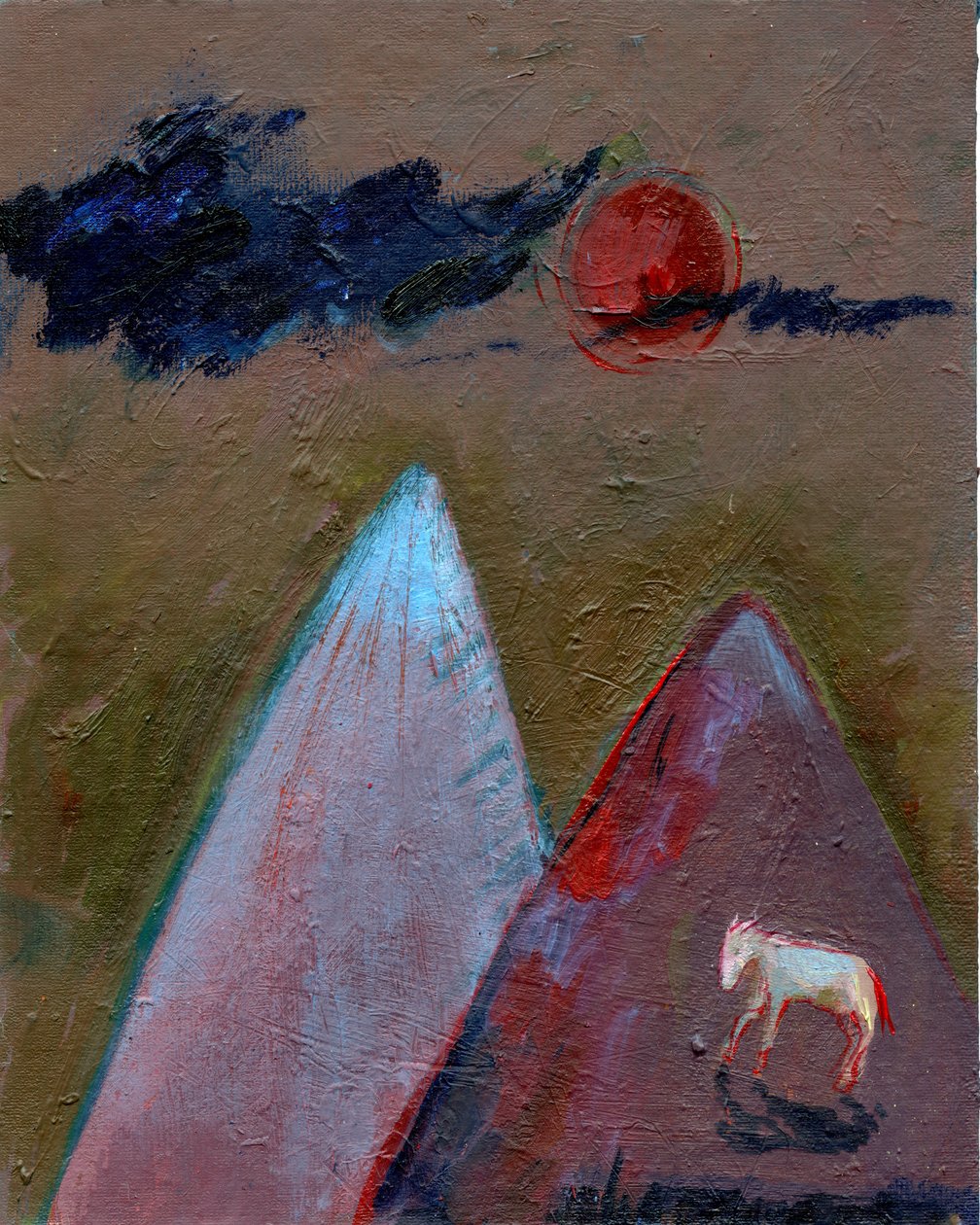Nuvens azuis em uma noite de lua vermelha, 2016, de Gigi Sudbury