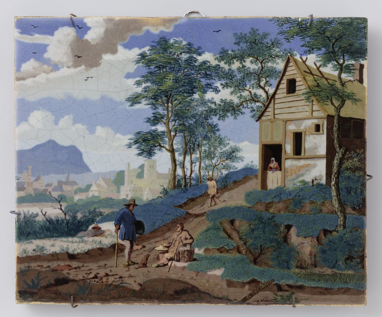 placa Prato com paisagem de Gijsbrecht Verhaast