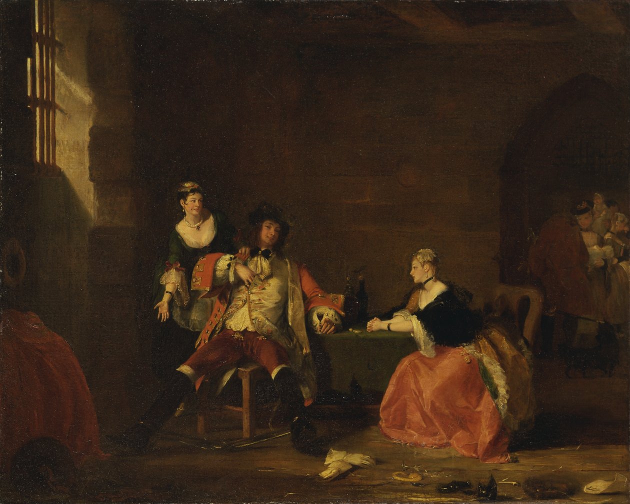 Capitão Macheath repreendido por Polly e Lucy na Beggars Opera, 1826 de Gilbert Stuart