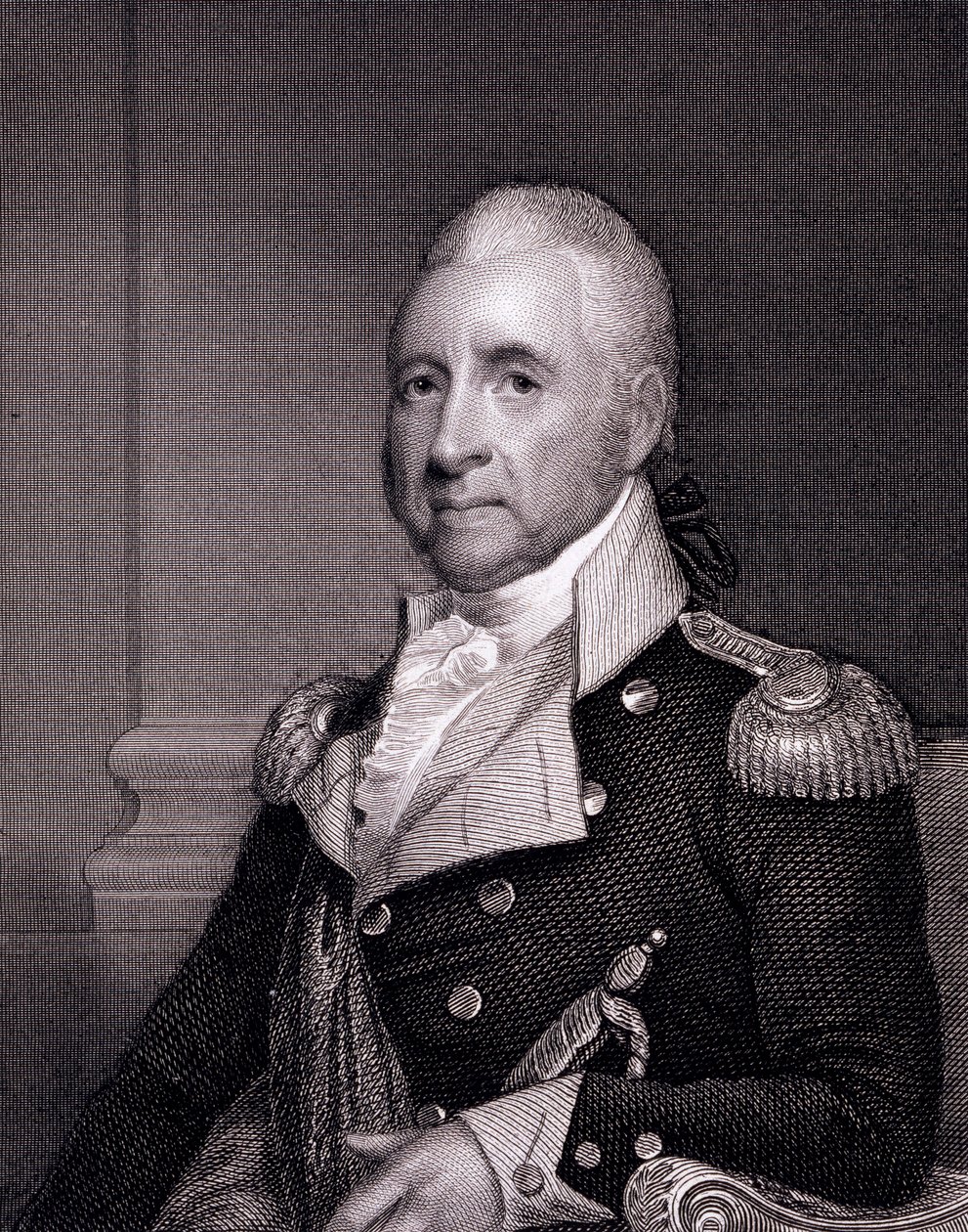 Retrato do major-general John Brooks, gravado por Asher Brown Durand (1796-1886) após a cópia de James Herring (1794-1867) de Gilbert Stuart