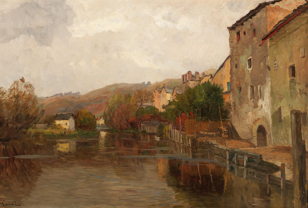 Paisagem do rio com casas de Gilbert von Canal