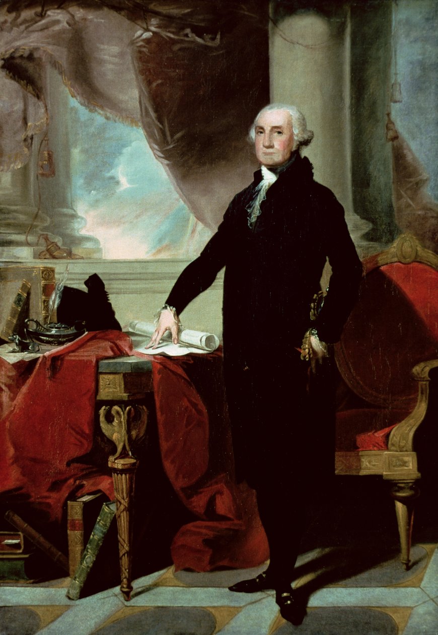 George Washington (1732-99) (cor litho) de Gilbert (after) Stuart